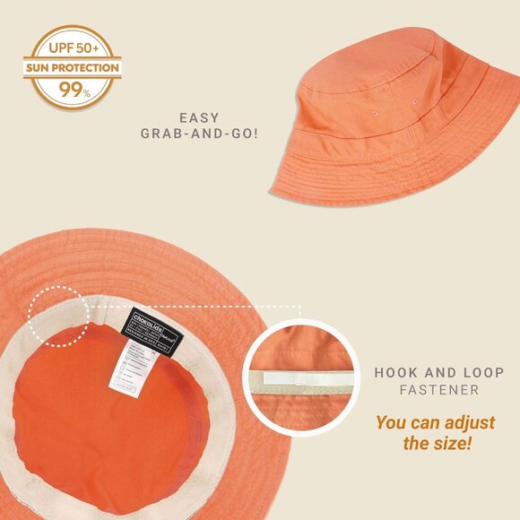 EVERYDAY Cotton Style Bucket Hat Unisex Peach - Picture 2 of 6